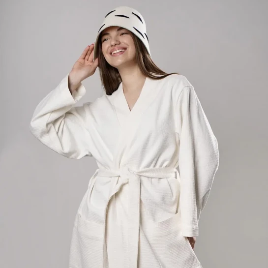 Белый вафельный халат "Классика" — фото-545_5