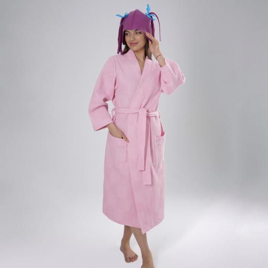Розовый вафельный халат "Классика" — фото-545_2