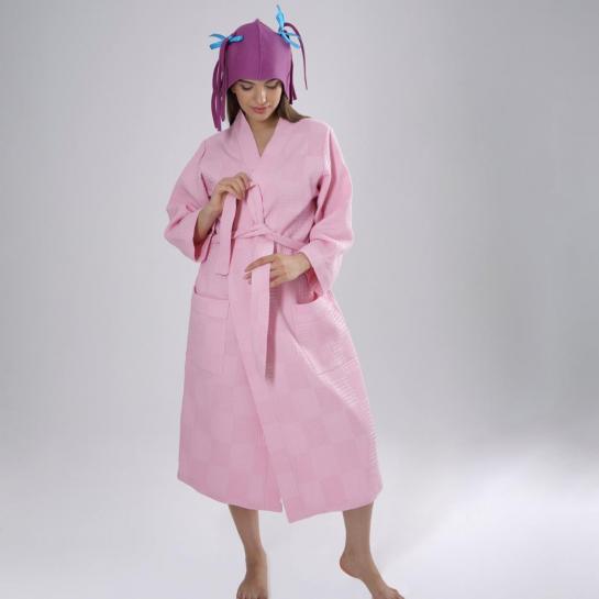 Розовый вафельный халат "Классика" — фото-545_3