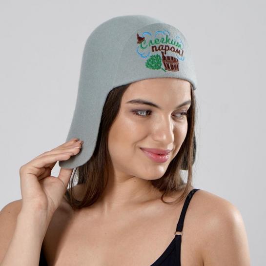 Колпак банный Ушанка с вышивкой "С легким паром" — фото-542_2